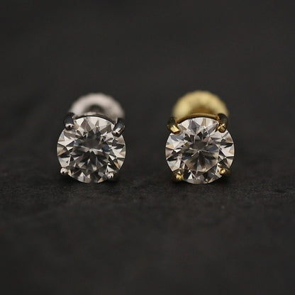 Moissanite Round Cut Stud Earrings