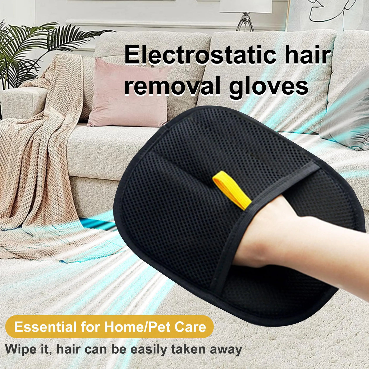 Pet Hair Remover Brushing Gloves – Remove Fur from Clothing, Furniture, Car Seats, Bedding & Upholstery Lint Hair Grooming Tool